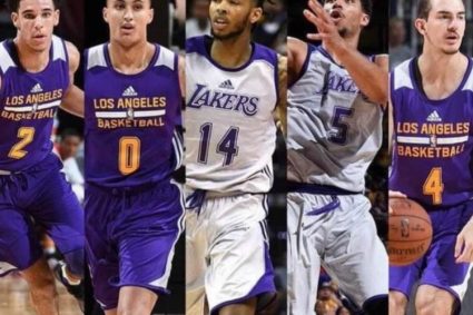 6 years ago, the Lakers summer league team: Yingge/player/Kuzma/Caruso/Hart/zubatz