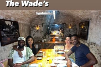 Old teammates reunite! Wade INS sun and Bosh family dinner photo