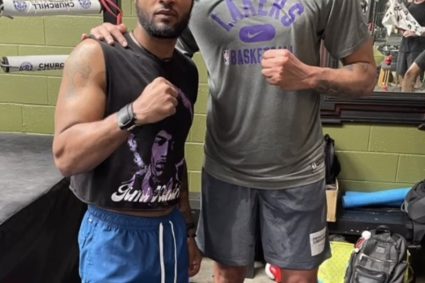 Practice! Davis trained with professional boxer Anthony Simms