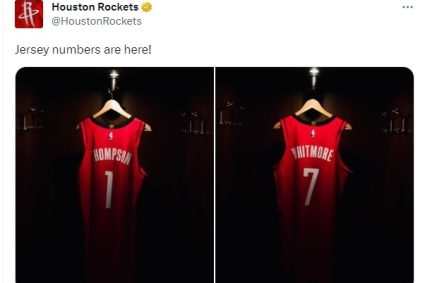 Rockets Amen-Thompson will wear No. 1 Jersey Whitmore will wear No. 7