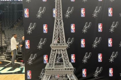 Careful! Wen ban is a Lego fan. The Spurs team spent 15 hours assembling the tower with 1,000 Lego pieces.