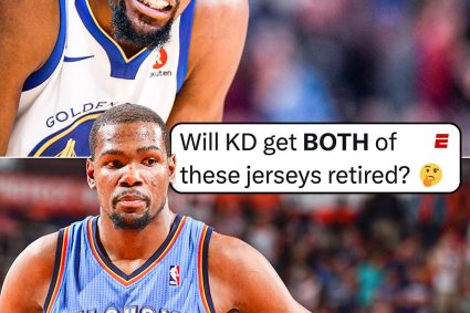 American Media ESPN asked: will KD make thunder and Warriors retire jerseys for them at the same time?